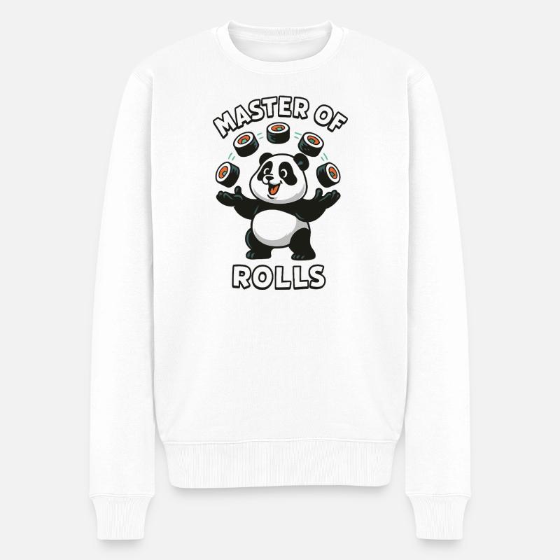 Meister der Rollen Panda - Männer Premium Bio Pullover - Weiß