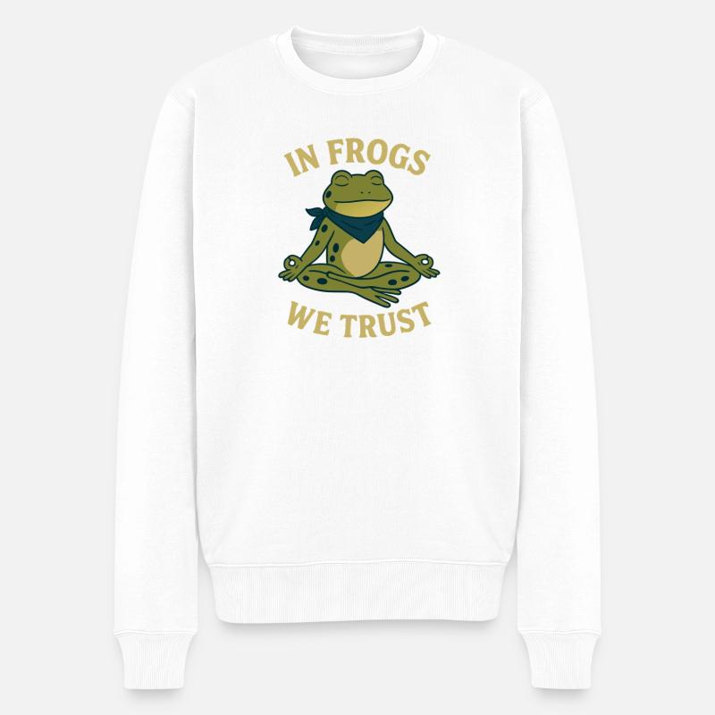 In Frogs We Trust - Männer Premium Bio Pullover - Weiß