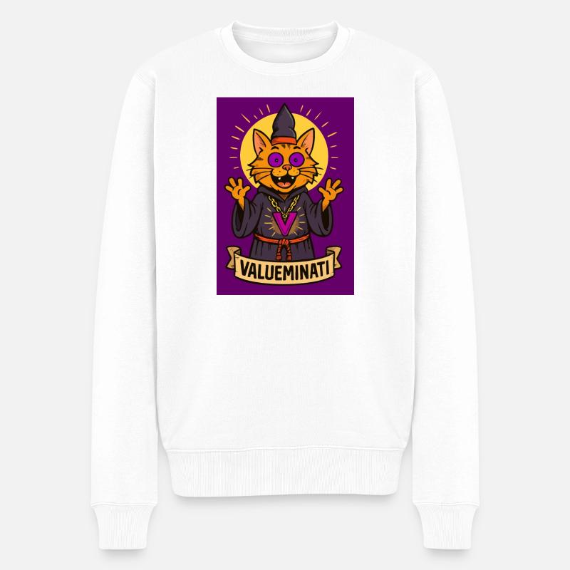 Zauberhafte Kult-Katze der Valueminati - Männer Premium Bio Pullover - Weiß