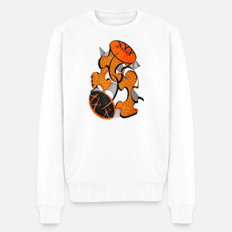 Orangene Abstrakte Formkunst - Männer Premium Bio Pullover - Weiß