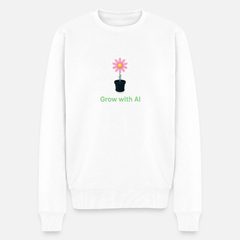Fleur AI en pot - Pull Premium bio Homme - blanc