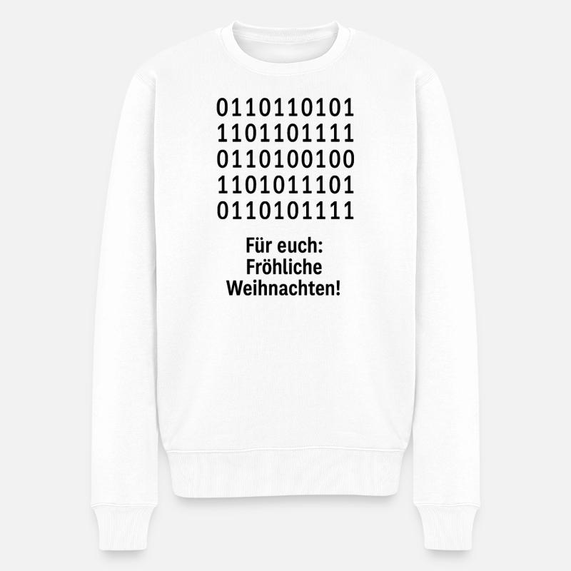 Christmas Code Binary Pattern - Men's Premium Organic Jumper - white