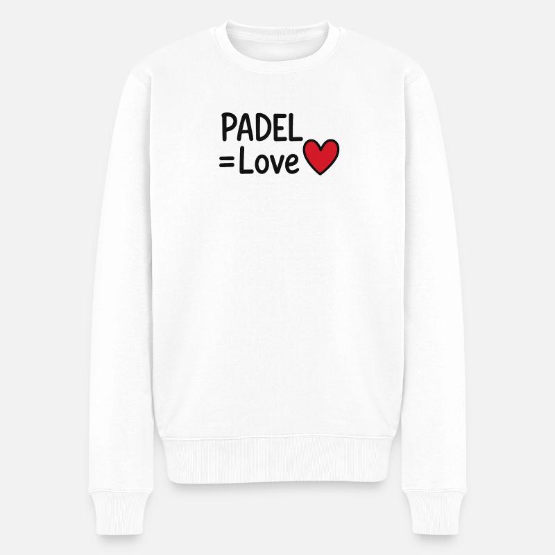Padel Love Herz - Männer Premium Bio Pullover - Weiß