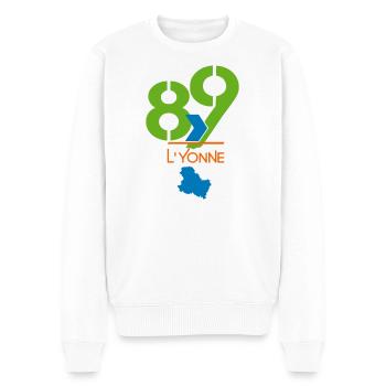 Logo 89 L'Yonne - Männer Premium Bio Pullover - Weiß - Vorne - Thijin (182cm)