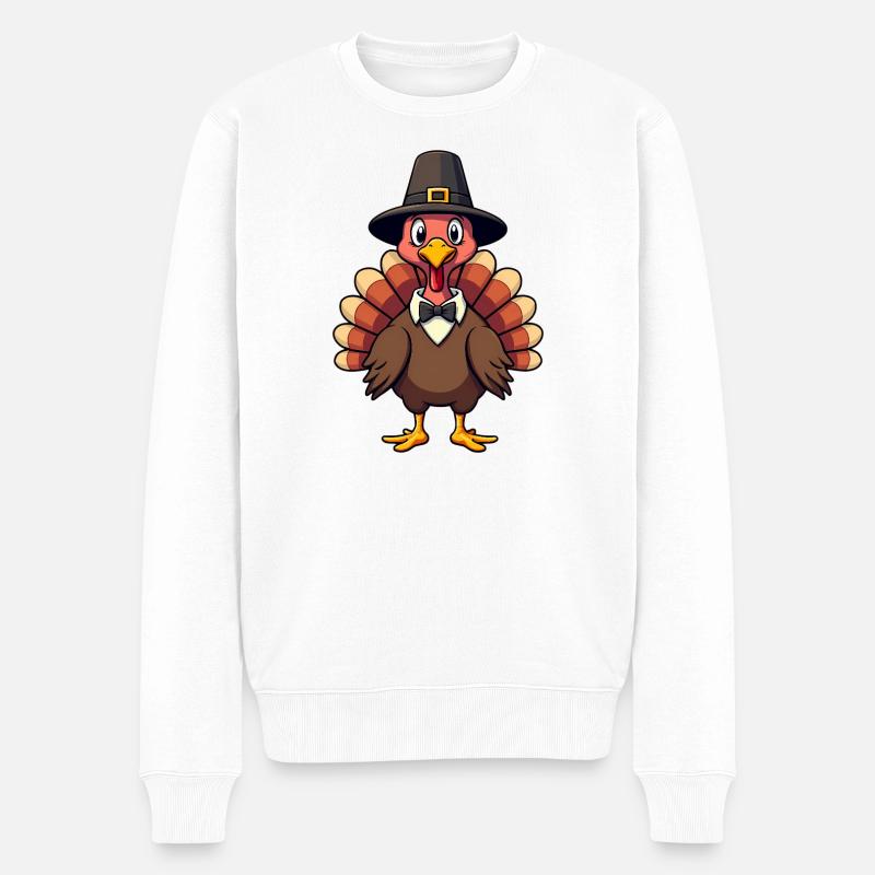 Thanksgiving Drôle Dinde de Thanksgiving - Pull Premium bio Homme - blanc