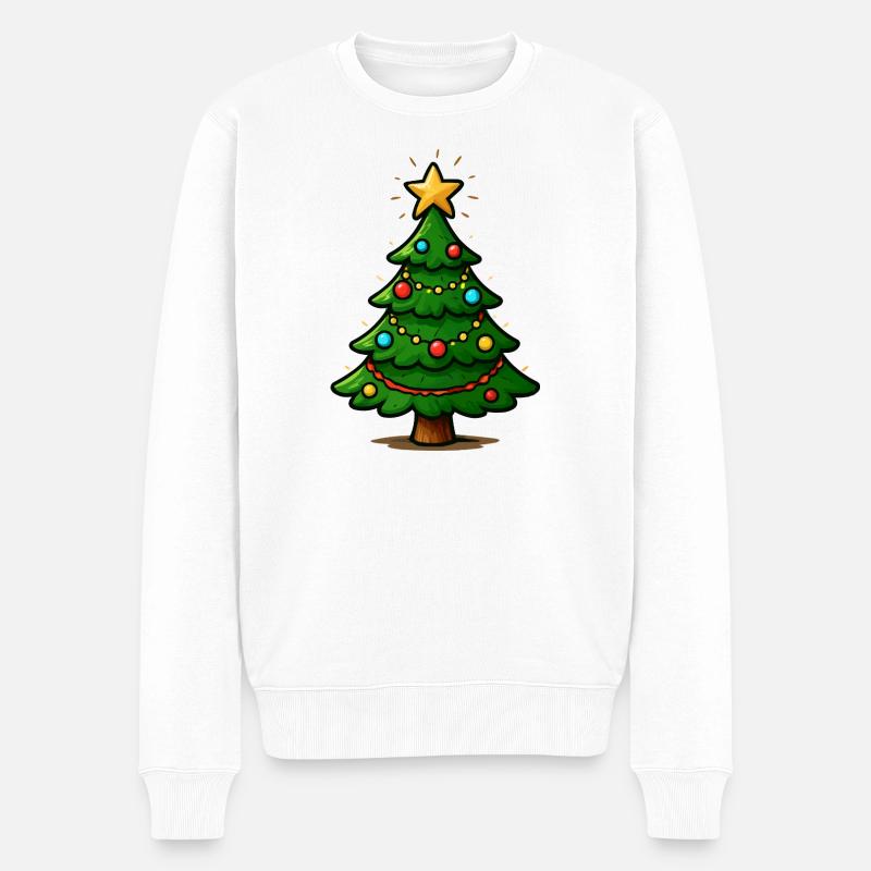 Glitzernder Weihnachtsbaum mit Stern - Männer Premium Bio Pullover - Weiß