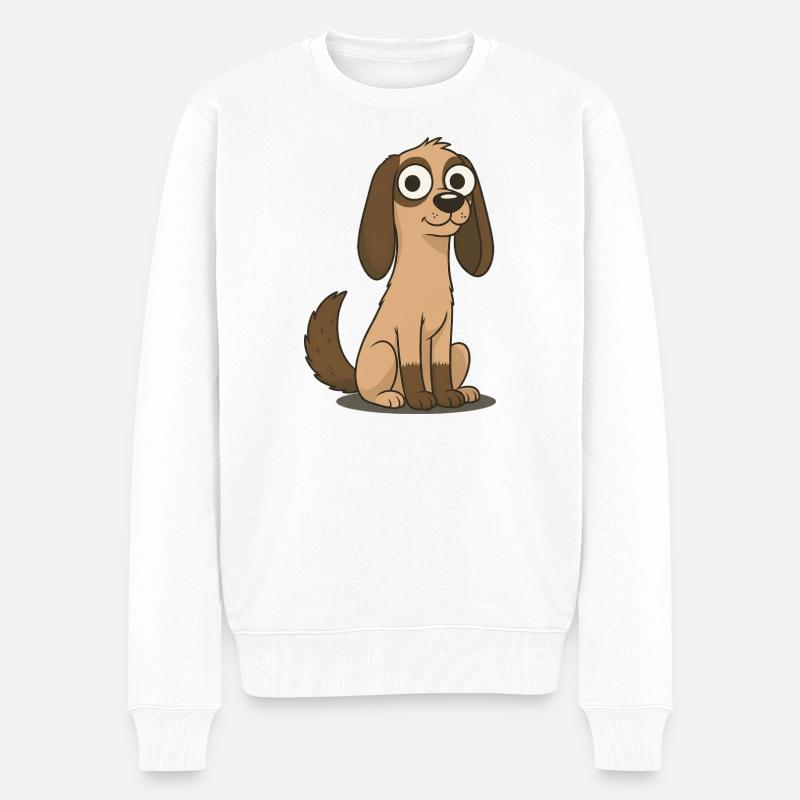Curieux Beagle de dessins animés - Pull Premium bio Homme - blanc