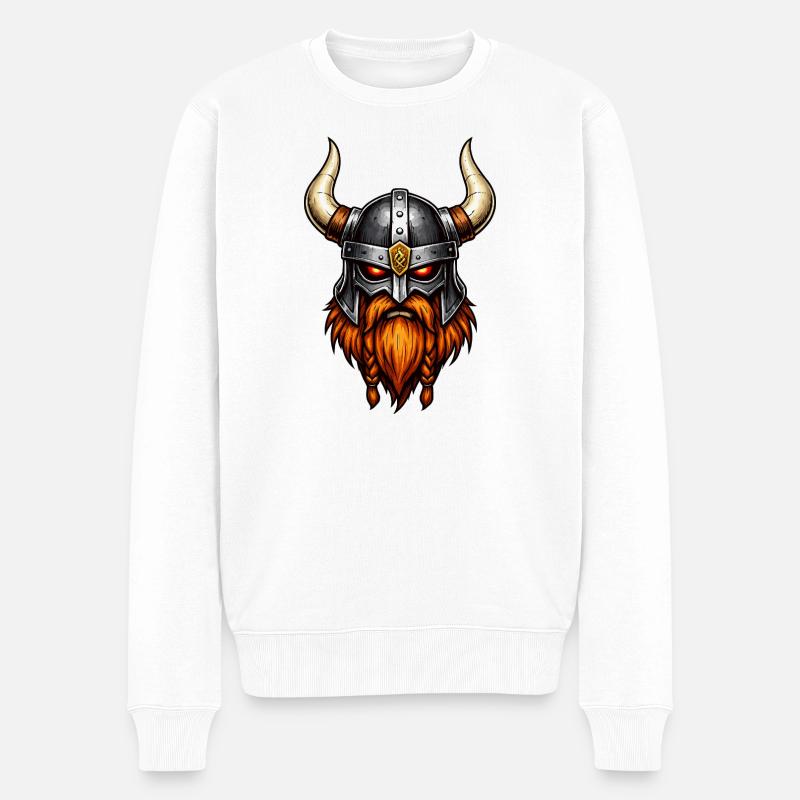 Wikinger Krieger Helm - Männer Premium Bio Pullover - Weiß