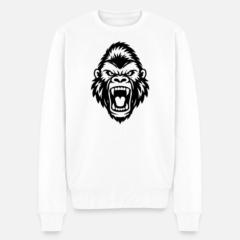 Gorilla Kopf Symbol - Männer Premium Bio Pullover - Weiß