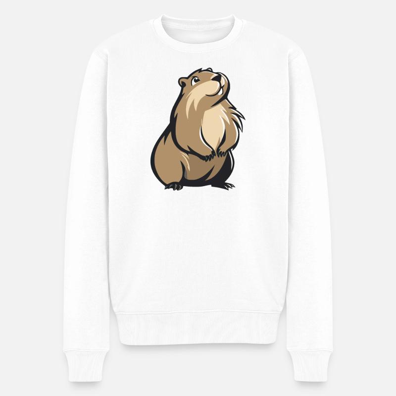 süßes Murmeltier - Männer Premium Bio Pullover - Weiß