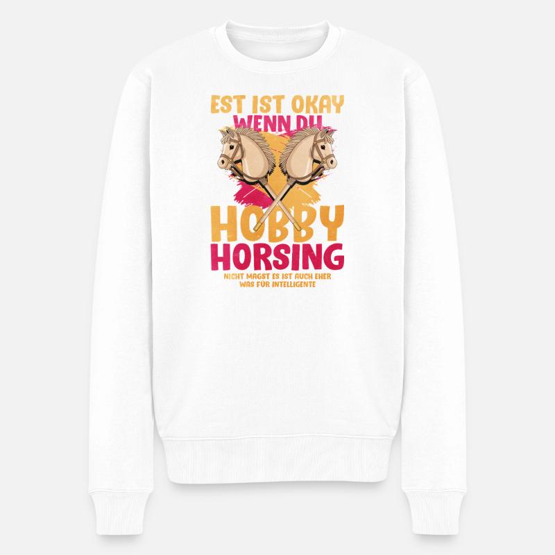 Hobby Horsing Duo Pop Art - Männer Premium Bio Pullover - Weiß