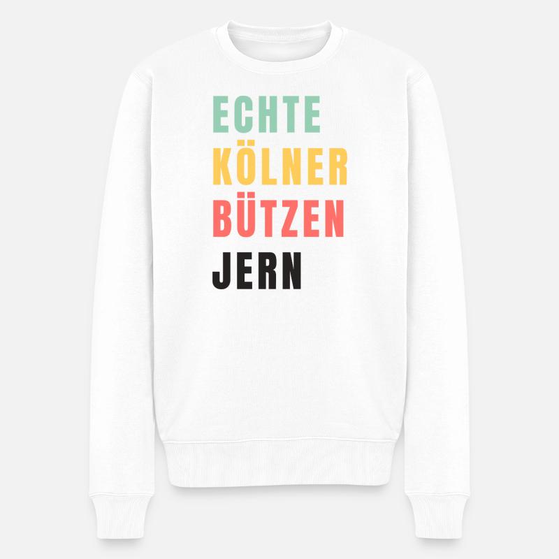 Echte Kölner bützen jern Karneval - Männer Premium Bio Pullover - Weiß