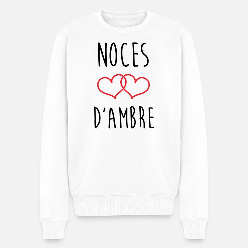 noces d'ambre 34 ans de mariage - Pull Premium bio Homme - blanc