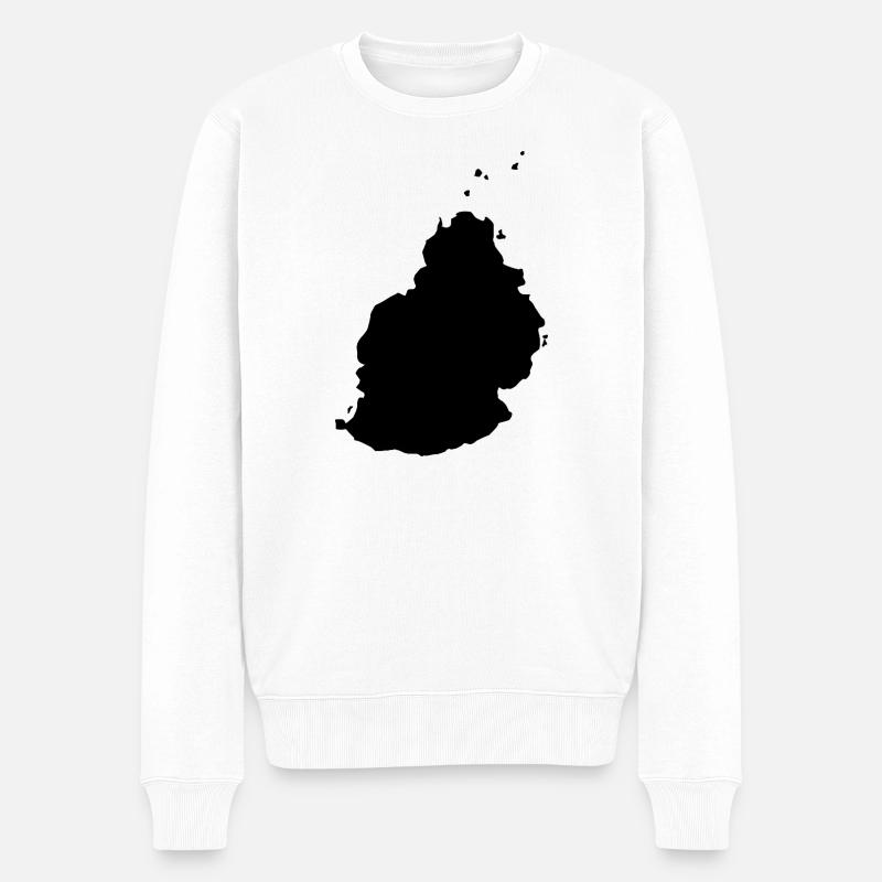 Mauritius-Karte - Männer Premium Bio Pullover - Weiß