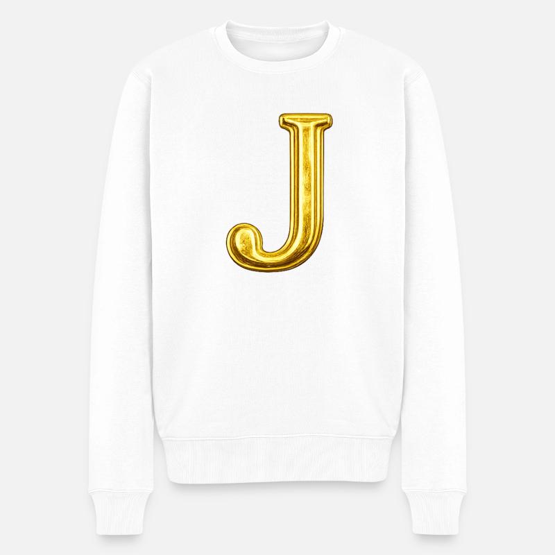 Lettre J d’Or - Pull Premium bio Homme - blanc