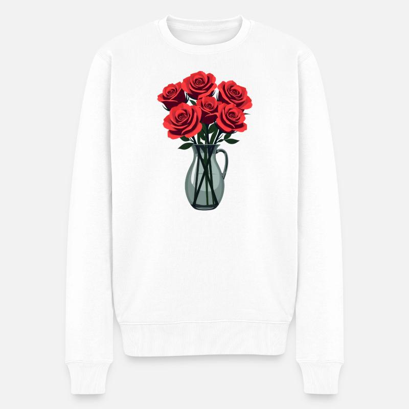 Roses rouges - Pull Premium bio Homme - blanc