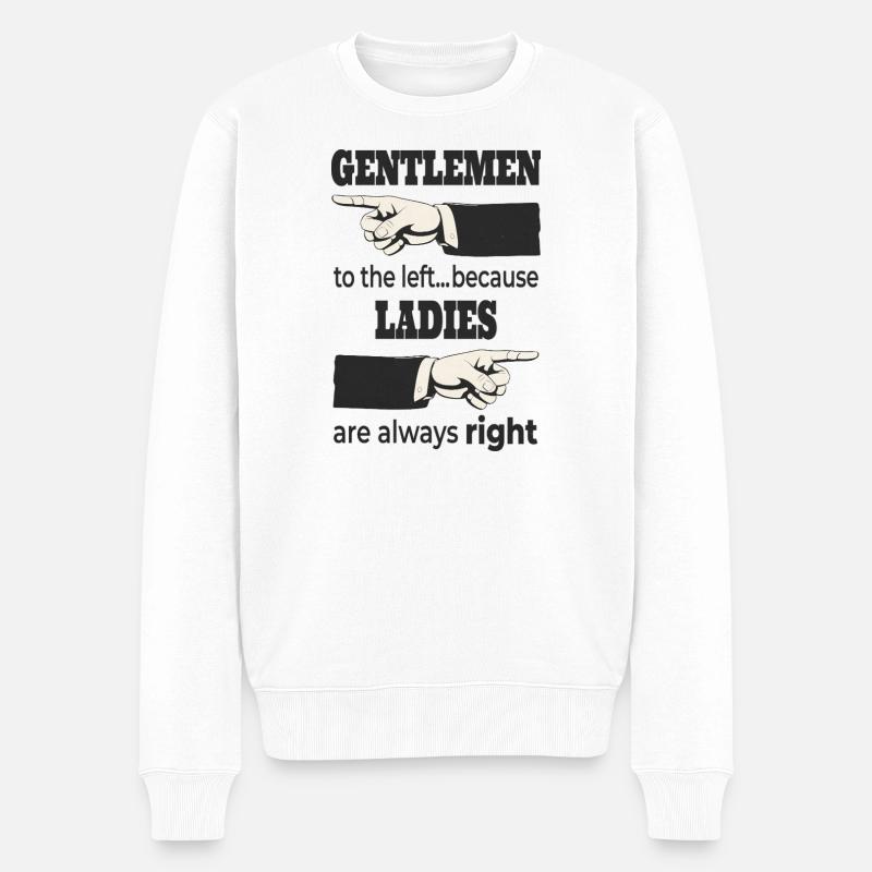 Herrer til venstre – Damerne har altid RET - Økologisk premium-sweatshirt til mænd - hvid