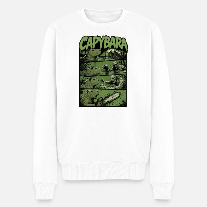 Zombie Sumpf Capybara - Männer Premium Bio Pullover - Weiß