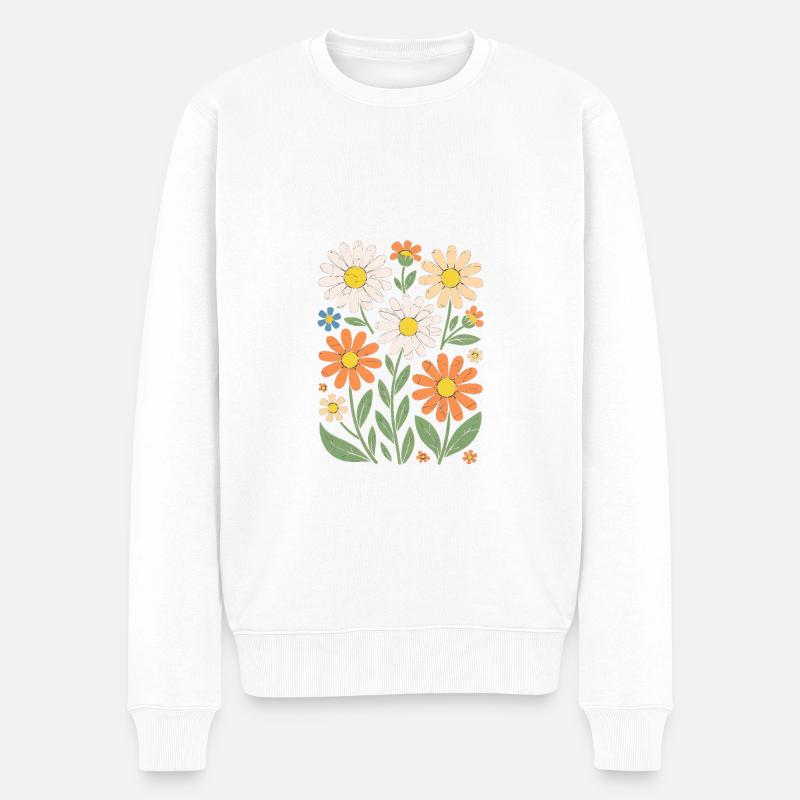 Boho Retro Daisy Pattern Retro - Men's Premium Organic Jumper - white
