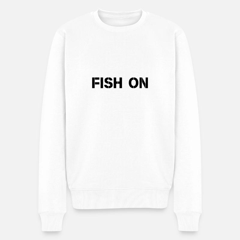 poisson sur l'écriture noire - Pull Premium bio Homme - blanc