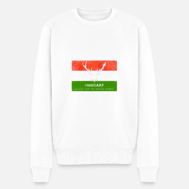 Ungarn Ungarns Wildtiere - Männer Premium Bio Pullover - Weiß