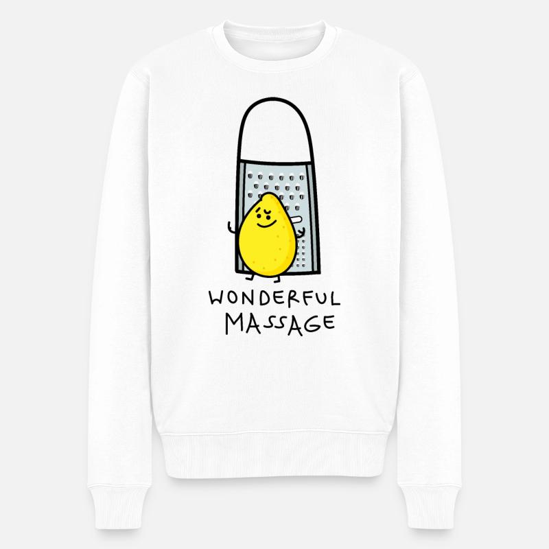 Massage für lustige Zitrone - Männer Premium Bio Pullover - Weiß