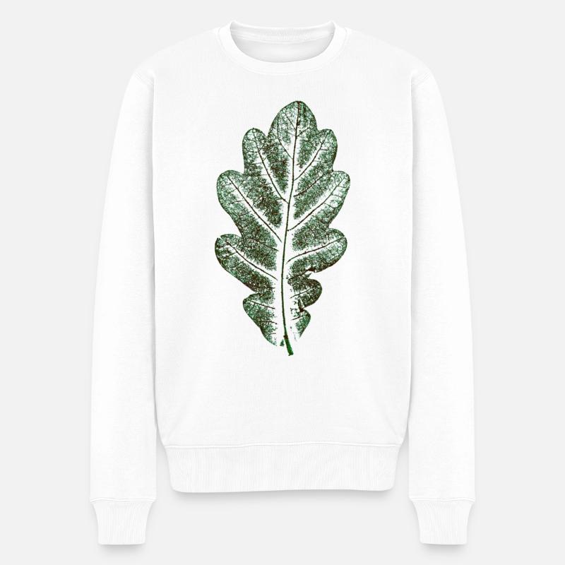 Eichenblatt Naturgrün / Blatt/ Eiche/Baum - Männer Premium Bio Pullover - Weiß
