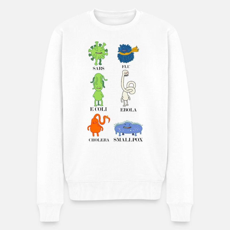 Süße Bakterien und Viren - Grippe, E.Coli - Männer Premium Bio Pullover - Weiß