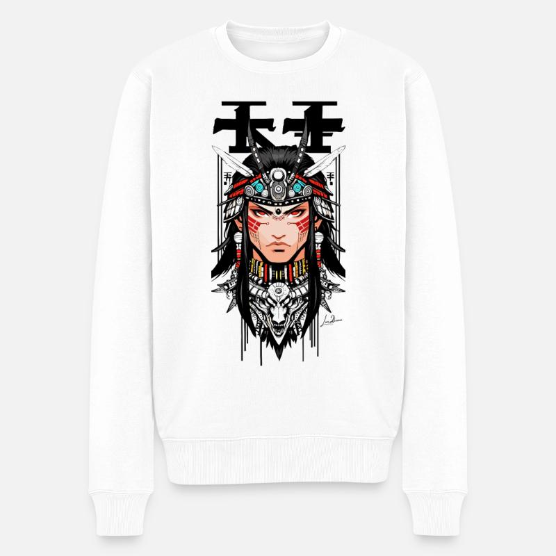 Indien Samouraï japon Man - Pull Premium bio Homme - blanc