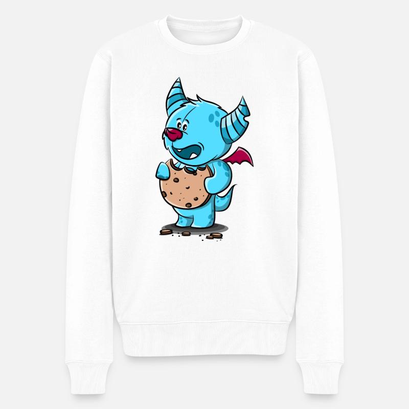 Monster mit Keks - Männer Premium Bio Pullover - Weiß