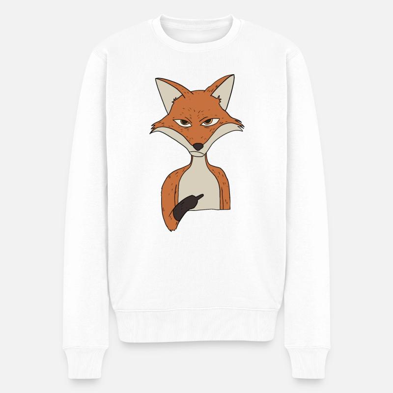 Mürrischer Fuchs mit Mittelfinger - Männer Premium Bio Pullover - Weiß