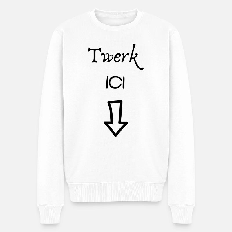 Twerk hier - Männer Premium Bio Pullover - Weiß