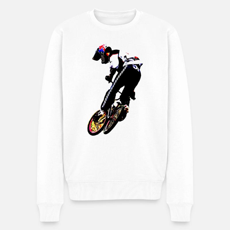 bmx race race racer - Männer Premium Bio Pullover - Weiß