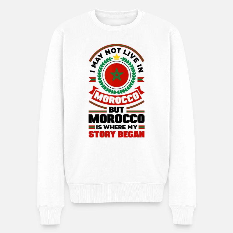 Marokko Marokko Marokko Marokko Flagge Zitat - Männer Premium Bio Pullover - Weiß
