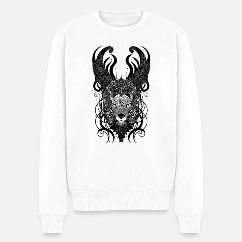 Monsterkopf - Männer Premium Bio Pullover - Weiß