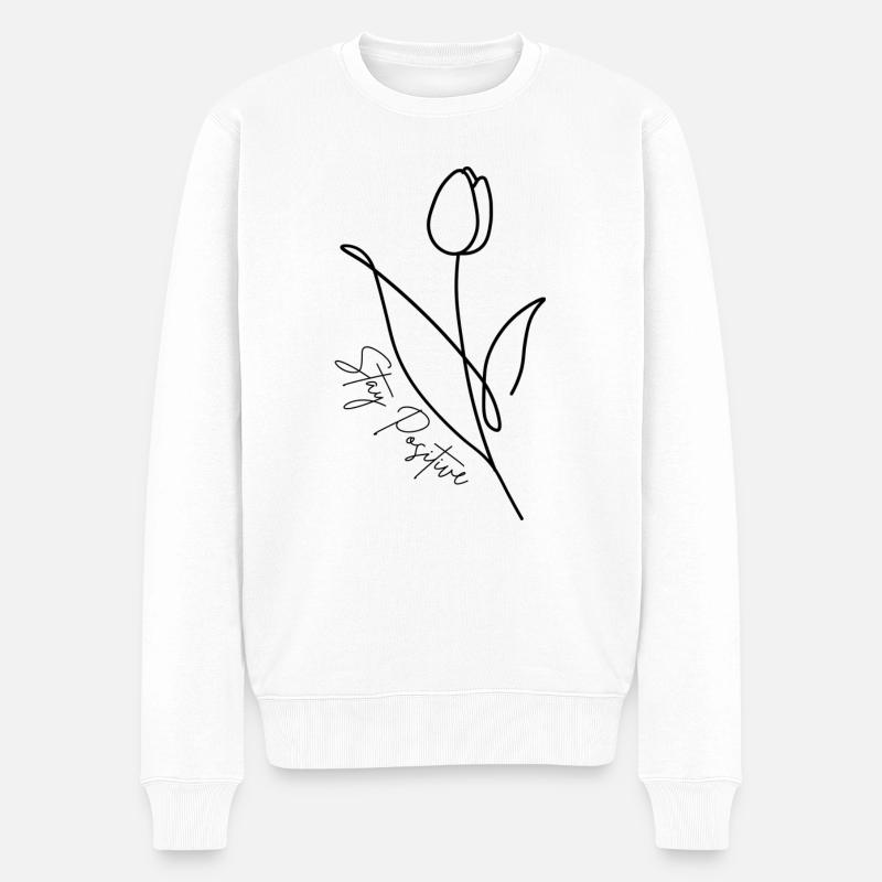Stay Positive Flower - Männer Premium Bio Pullover - Weiß