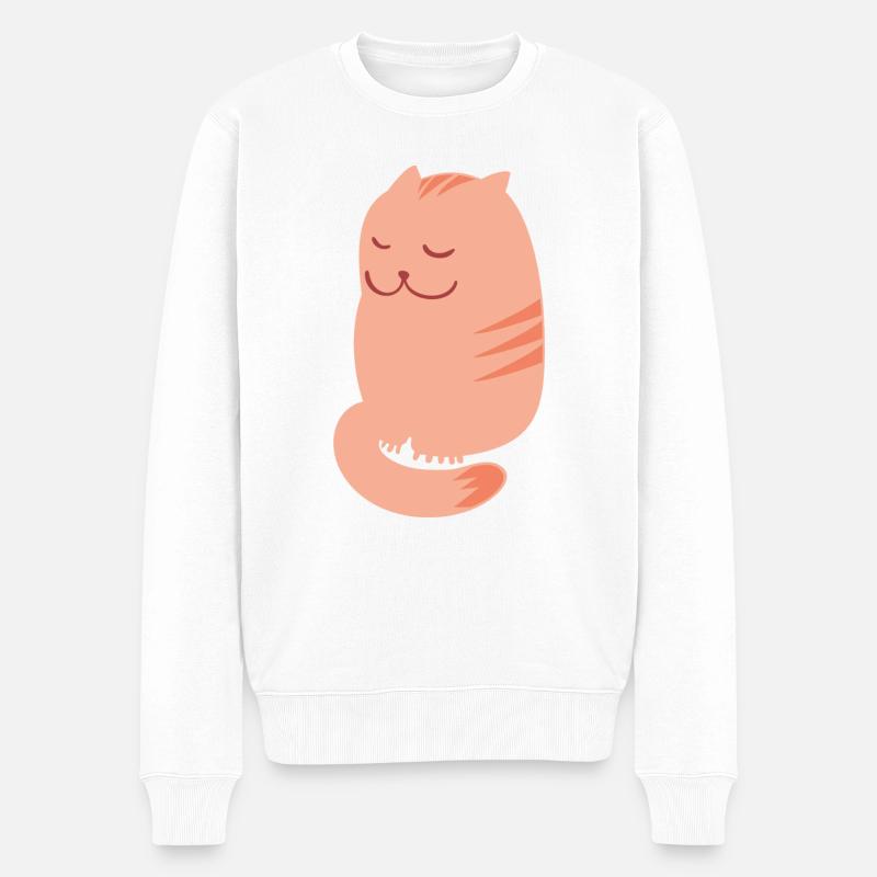 Katze - Männer Premium Bio Pullover - Weiß