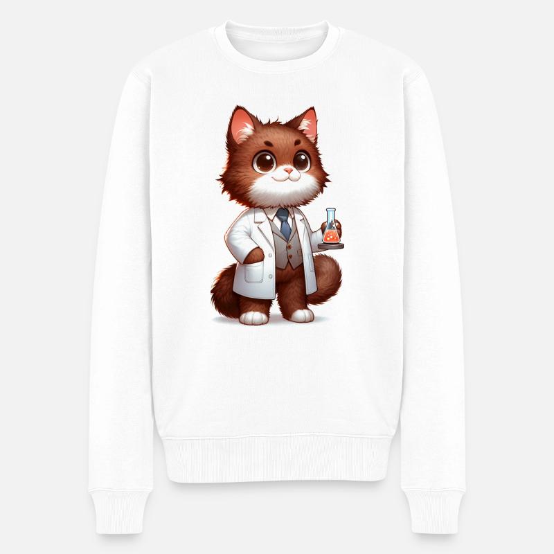 Chat mignon scientifique - Pull Premium bio Homme - blanc