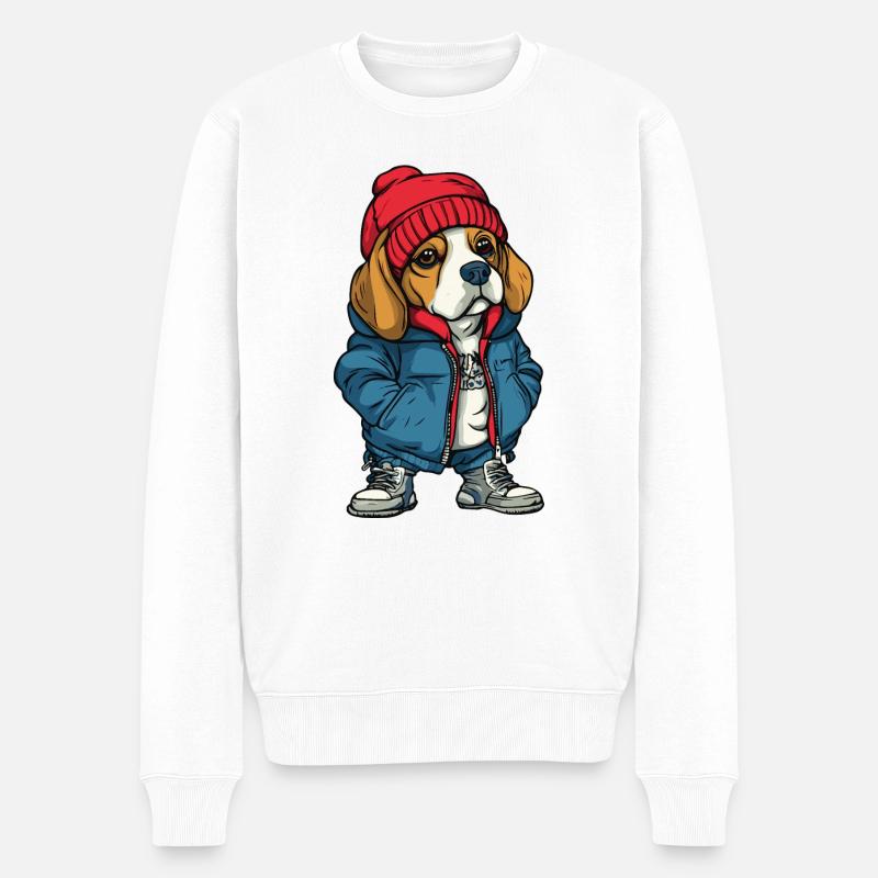Beagle chien mode hiver - Pull Premium bio Homme - blanc