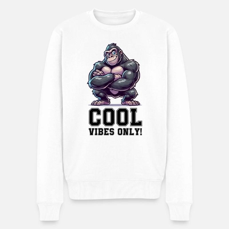 Gorille Drôle Cool - Pull Premium bio Homme - blanc