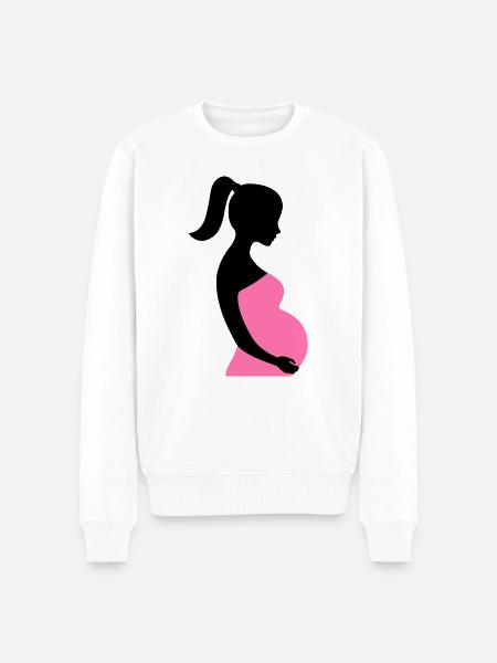 Schwangere Silhouette - Männer Premium Bio Pullover - Weiß