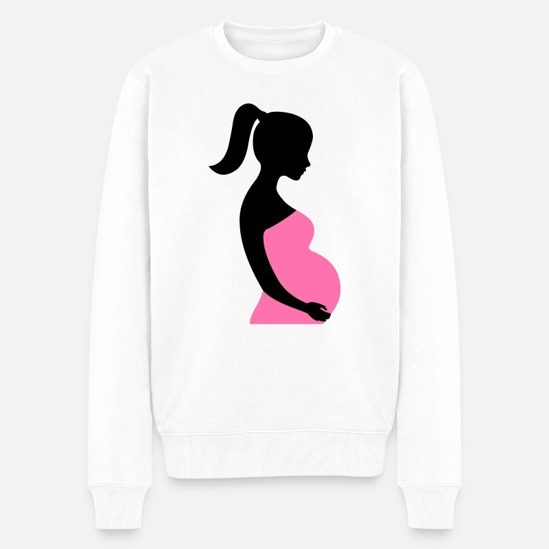 Schwangere Silhouette - Männer Premium Bio Pullover - Weiß
