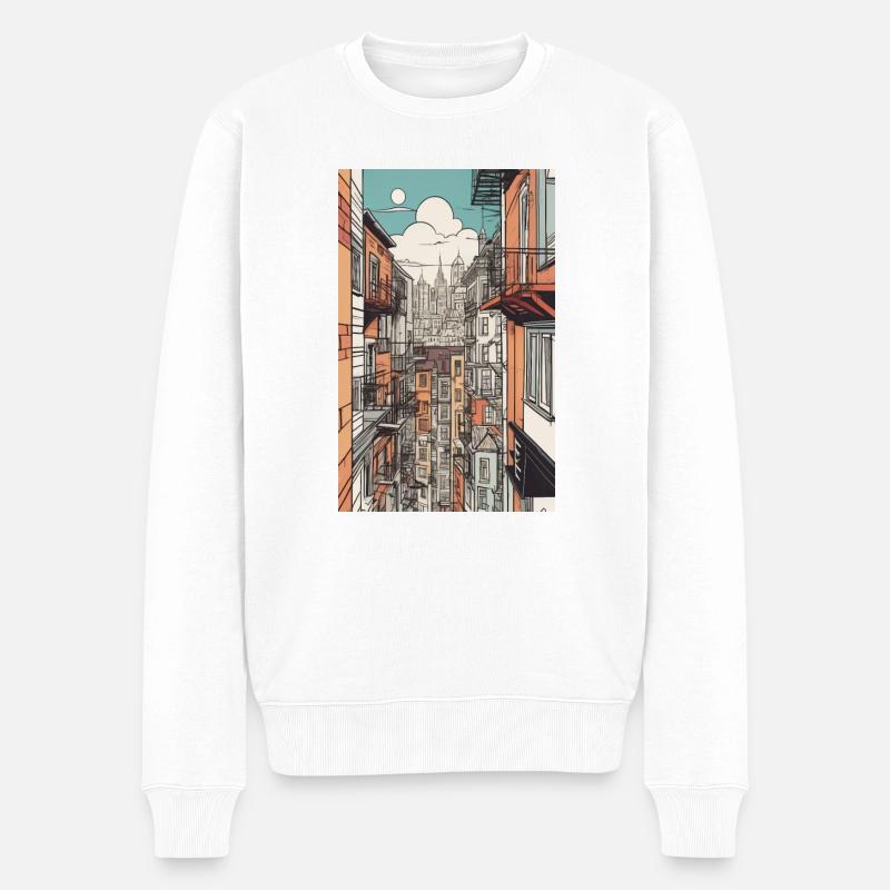 Stadtbild - Männer Premium Bio Pullover - Weiß
