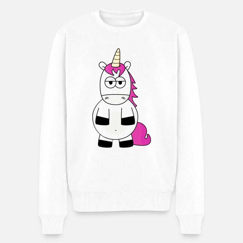 Einhorn - Männer Premium Bio Pullover - Weiß