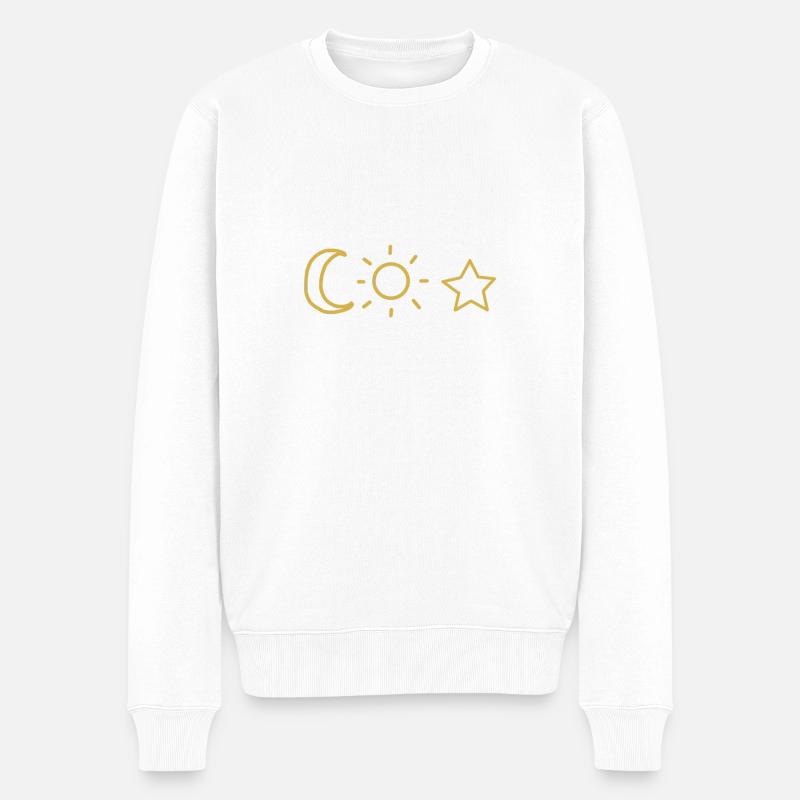 Sonne Mond Sterne - Männer Premium Bio Pullover - Weiß