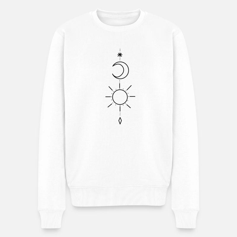 Sonne Mond Sterne Punkte - Männer Premium Bio Pullover - Weiß
