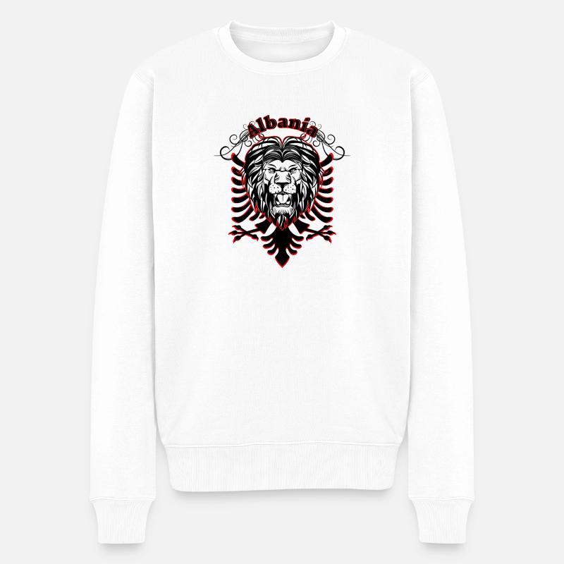 Albania Lion - Männer Premium Bio Pullover - Weiß