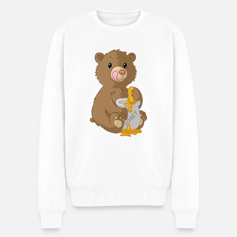 Ours de dessin animé mignon - Pull Premium bio Homme - blanc