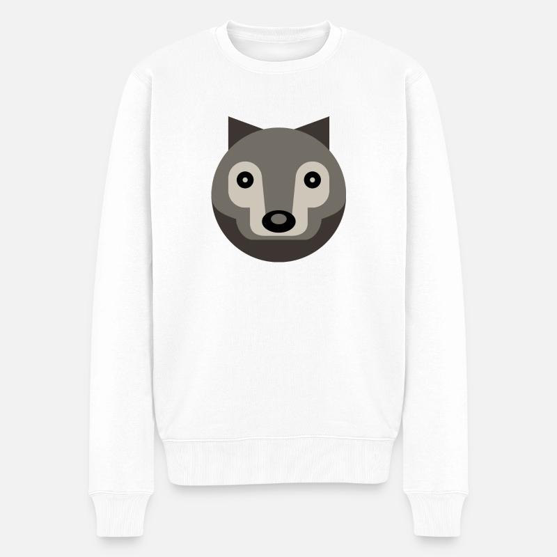 Wolf - Männer Premium Bio Pullover - Weiß