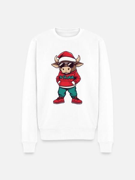 Bull Christmas Comic Cool Taurus - Men's Premium Organic Jumper - white